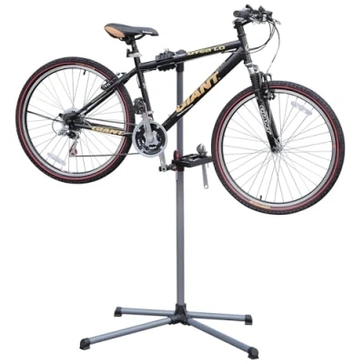 Image of Taylor &amp; Brown Adjustable Height Bicycle Workstand Folding Bike Repair Maintenance Pro Home Mechanic Work Stand Rack with Legs, 110 143 cm, Grey