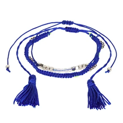 Image of Stands Out, Supplying Outstanding Gifts Aloha Girls Womens Electric Blue Braided Anklet Ankle Bracelet Adjustable Beach Bead Foot Jewellery