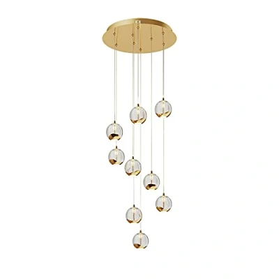 Image of Lucande Ceiling Light &#039;Hayley&#039; (Design) in Gold Made of Metal for e.g. Living Room &amp; Dining (9 Sources,) from Pendant Lighting, lamp, Hanging
