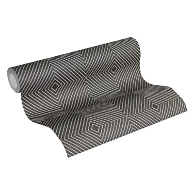 Image of Livingwalls Geometric Wallpaper Metropolitan Stories Non Woven Nils Olsson Copenhagen 10.05 m x 0.53 Grey Silver Made in Germany 369261 36926 1