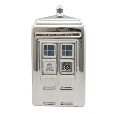 Image of Doctor Who 50th Anniversary Silver Tardis Ceramic Money Bank