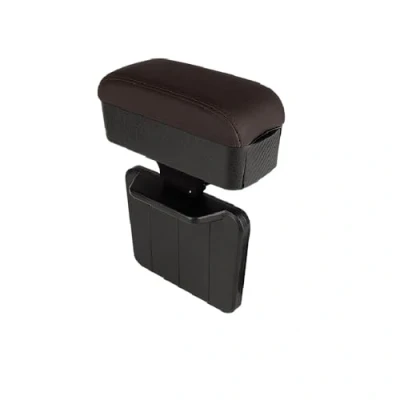 Image of Qirc Car Armrest Box Protector Center Console Extender Elbow and Forearm Wrist Support Adjustable Height Comfort Pad Universal (Brown with cup holders)