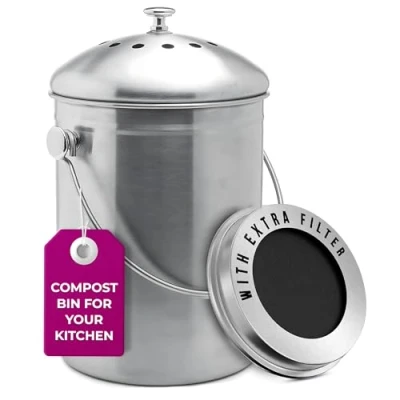 Image of Epica Stainless Steel Compost Bin 1 Gallon