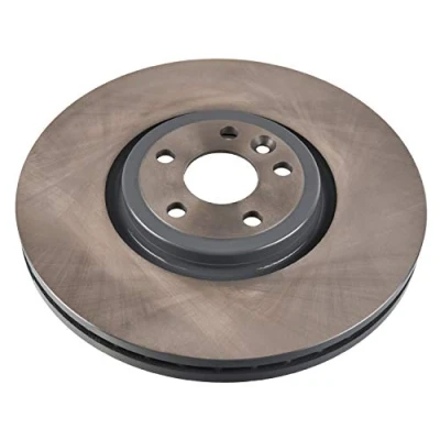 Image of T4A2343, T4K5014 Brake disc FEBI BILSTEIN 107221 Front Axle 350mm 32mm 5 Hole 108mm internally vented Coated High carbon JAGUAR: F Pace, I Pace