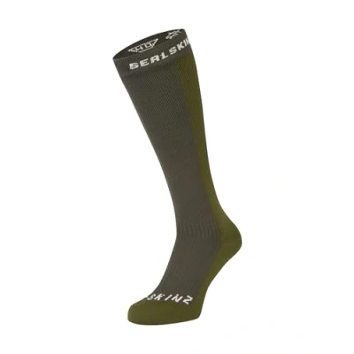 Image of SEALSKINZ Unisex Worstead Waterproof Cold Weather Knee Length Sock, Olive, XL EU