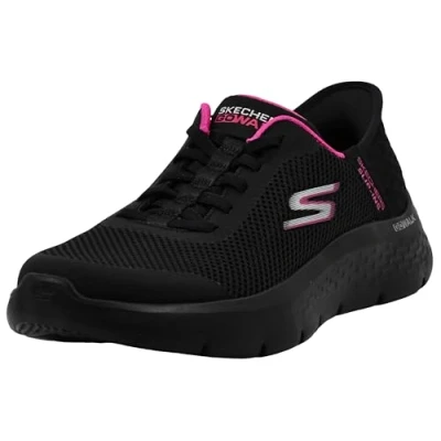 Image of Skechers Women&#039;s Go Walk Flex Hands Free Slip ins Grand Entry, Black/Hot Pink, 10