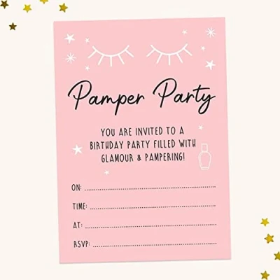 Image of Dotty about Paper Kids Birthday Invitations Beauty Pamper Party Pack of 10 (3242)