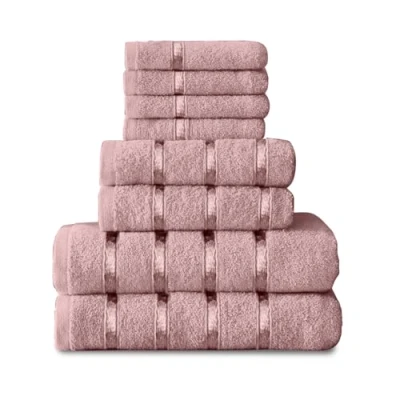 Image of GC GAVENO CAVAILIA 8 Piece Towel Bale Set, Quick Dry Highly Absorbent Cotton Sets Bathroom, Blush Pink Towels 450 GSM, 4x Face 2x Hand Bath