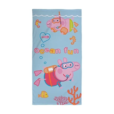 Image of Character World Official Peppa Pig Kids Towel Super Soft Feel, &amp; George Diving Design Perfect The Home, Bath, Beach Swimming Pool One Size 140x70cm