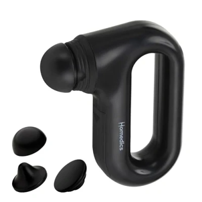 Image of Homedics Portable Full Body Vibration Massager Deep Tissue, Cordless Design and Compact Size, Lightweight, 3 Interchangeable Heads, 2 Intensity Levels, Ergonomic Handle, Batteries Included