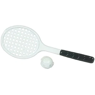 Image of Melody Jane Dolls House Tennis Set 1:12 Scale Racket &amp; Ball Miniature Games Accessory