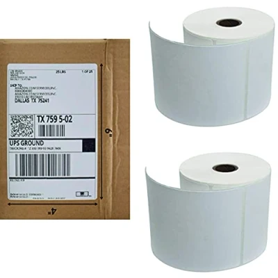 Image of HOT BARGAINS Thermal Labels 4x6 (2 Rolls 1000 Labels) 100 x 150 mm (4&quot; 6&quot;) Premium Coated Self Adhesive Direct Label for Zebra, MUNBYN Printers 500 Per Roll