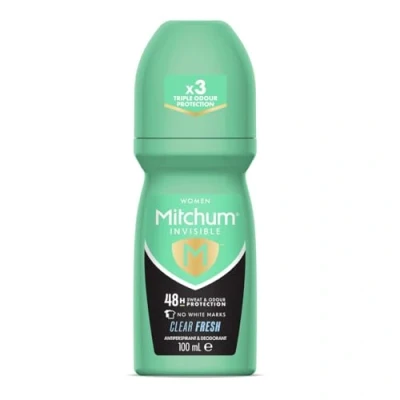 Image of Mitchum Invisible Women 48HR Protection Roll On Deodorant &amp; Anti Perspirant, No White Marks, Alcohol Free, Clear Fresh
