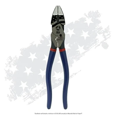 Image of Southwire 64807340 Tools &amp; Equipment SCP9TPCD US 9&quot;&quot; High Leverage Side Cutting Pliers Fish Tape Puller Crimper W/Dip Grip