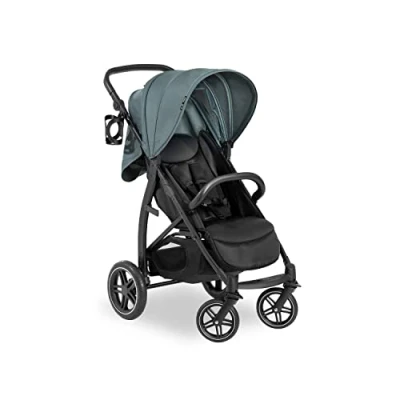 Image of hauck Rapid 4D, Junge Green Pushchair with Rubber Wheels, Raincover &amp; Cup Holder, Compact One Hand Folding, Height Adjustable, Fully Reclining from Birth up to 22 kg, UPF 50+