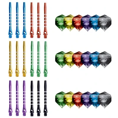 Image of Bncxdc Darts, 18 Sets Dart Stems, Medium Shafts, Universal Metal Stems Flights Assorted Accessories Kit 2BA Thread Throwing Fitting Shatter Resistant
