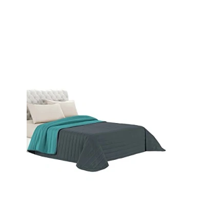 Image of Elegant Summer Quilt Water/Dark Grey, Double, Green