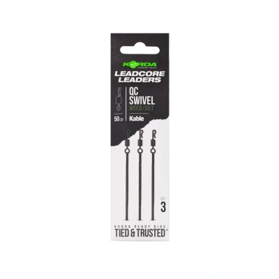 Image of Korda Kable Leadcore Leader QC Swivel 50cm: Weed/Silt