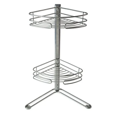 Image of Non Rust 2 Tier Corner Free Standing Shelf Storage Shower Bath Caddy Organiser