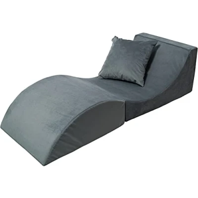 Image of Velinda Folding sofa, comfortable, relaxing, 3 in one, pouffe, table (colour: grey)