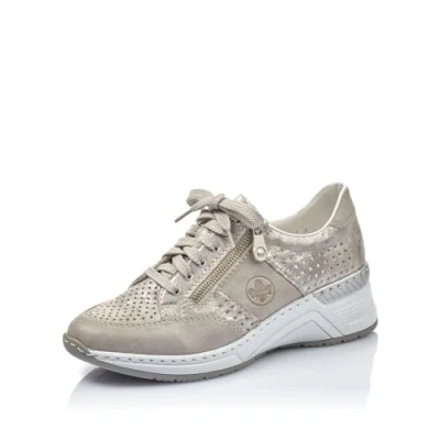 Image of Rieker Women Trainers N4327, Ladies Low Tops,Removable Insole,Low Shoe,Street Shoes,Leisure,Sporty,Pink (Metallic / 80),37 EU 4 UK