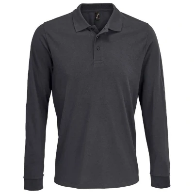 Image of SOLS Mens Unisex Adult Prime Pique Long Sleeved Polo Shirt (Grey Marl) Size X Large