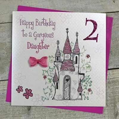 Image of White Cotton Cards Princess Castle Happy Birthday To A Gorgeous Daughter Handmade 2nd Card, GLA2d