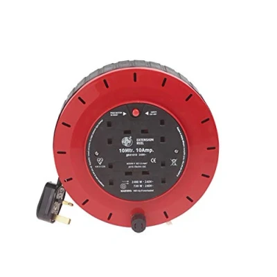 Image of Schneider Electric Thorsman 4 Socket Extension Lead Reel, 10m, 10A, 240V, with Safety Cut Out Switch, Casette JJR41010