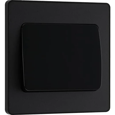 Image of BG Electrical Single Wall Light Switch, Wide Rocker, 2 Way, Screwless Front Plate, Round Edges, Evolve, Matt Black, 20A, 16AX, PCDMB12WB
