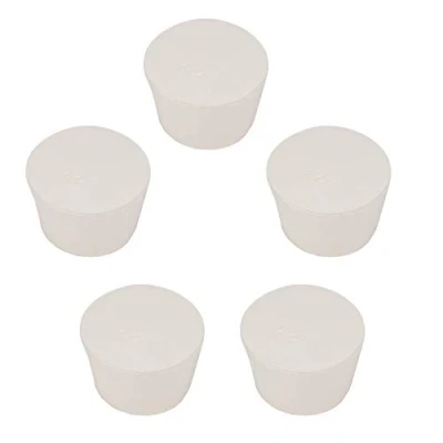 Image of StonyLab Solid Rubber Stoppers, 5 Pack 12# 51mm x 63mm 39.5mm White Tapered Lab Seal Stoppers