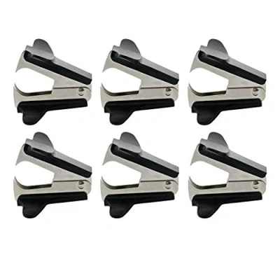 Image of 6 Pack Black Staple Remover,Steel Jaw Binding Supplies Removal,Black Lightweight Staple, Grip Pull,Tool for Family School Office