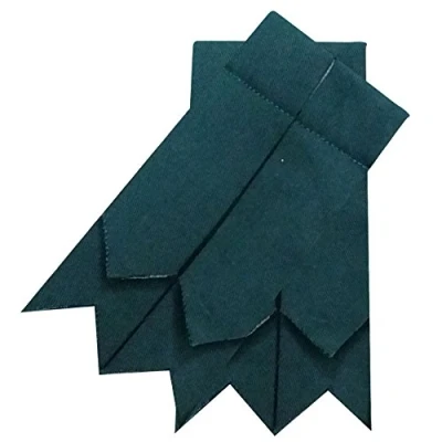 Image of HW Plain Black, Hunting Stewart, Gordon and many more Scottish Kilt Sock Flashes various Tartans (Bottle Green)