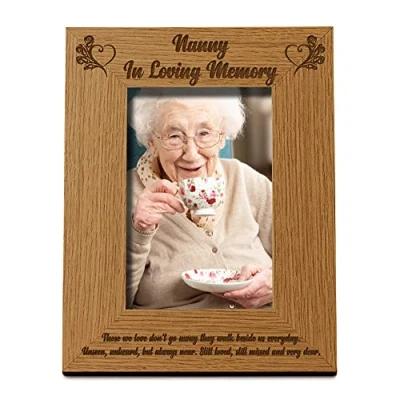 Image of ukgiftstoreonline Nanny In Loving Memory Remembrance Portrait Wooden Photo Frame Gift (4 x 6 Inch)