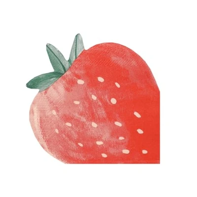 Image of Talking Tables 20 x Strawberry Shaped Paper Napkins, Colourful Disposable Party Serviettes for Spring, Easter, Summer Table Decorations, Birthday, Wimbledon, Decoupage, Recycled Packaging 3ply 25cm