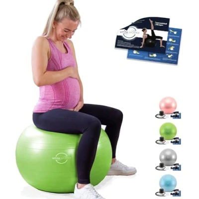 Image of VITALWORXX Exercise Ball for Pregnant Women, Extremely Stable, Yoga Pezziball 65 cm with Pump, Exercises Pregnancy, Birth, Health
