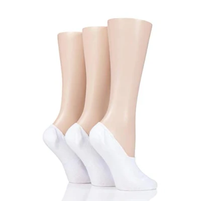Image of 3 Pair White Bamboo Fine High Cut Liner Ladies 4 8 SOCKSHOP