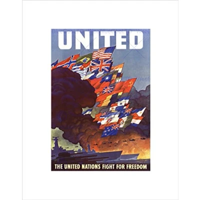 Image of Wee Blue Coo WWII WAR ALLIES UNITED NATIONS FIGHT FREEDOM BLACK FRAMED ART PRINT B12X10120