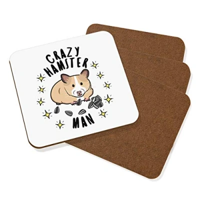 Image of Crazy Hamster Man Stars Coaster Drinks Mat Set Of 4