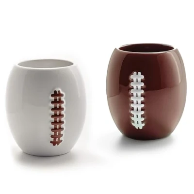 Image of 40YARDS American Football Mug / Coffee (330 ml) Set of 2 Ceramic with Raised Seam for Cappuccino, Flat White, Americano, Tea &amp; More