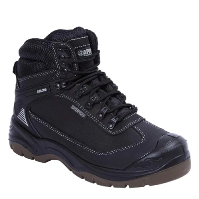 Image of Apache Men&#039;s Ranger Safety Hiking Boot Black Size 12 UK Premium Leather Work Shoe Waterproof and Durable Steel Toe Cap Midsole Protection