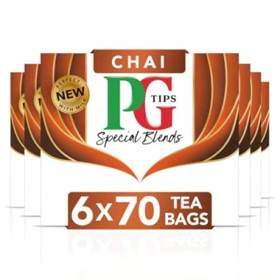 Image of PG Tips Special Blends, Chai Tea Bags Bulk, Warm, Comforting &amp; Deliciously Spiced With Ginger, Cinnamon, Cardamom Clove, 6 Packs, 420 Plant Based Biodegradable Teabags