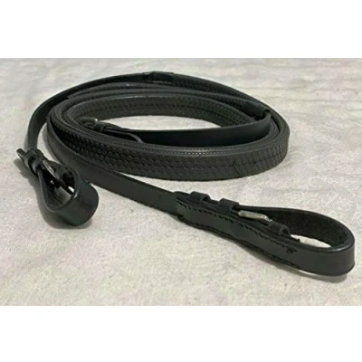 Image of Countrypride Leather Rubber Grip Reins for Bridle in Black Brown Size Full Shetland (BLACK, FULL)