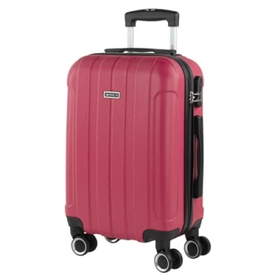 Image of ITACA Rigid Cabin Suitcase Travel Small with Wheels ABS Hand Luggage Case Telescopic Handle Lightweight Combination Lock in 55cm Size, Strawberry
