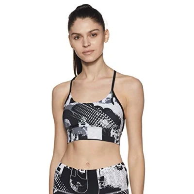 Image of Reebok Wor Myt AOP Women&#039;s Sports Bra, Womens, FK6783, Black, XS