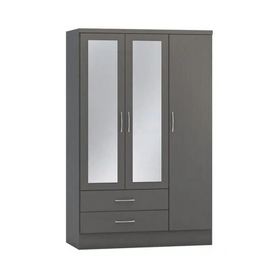 Image of Seconique Nevada 3 Door 2 Drawer Wardrobe in 3D Effect Grey