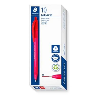 Image of STAEDTLER 4230 M 2 Retractable Rainbow Ballpoint Pen Red (Box of 10)