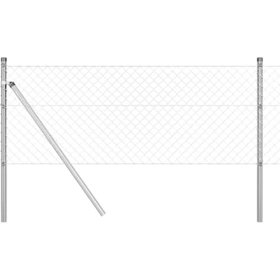 Image of vidaXL Chain Link Fence with 7 Posts 0.6x10 m Galvanised Steel