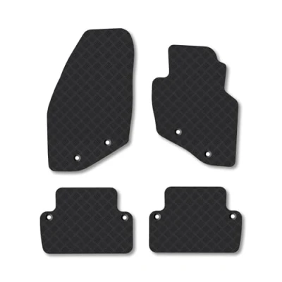 Image of Rubber Car Mats Compatible with Volvo V70 (2000 2007) Tailored Fit Floor Set Accessory Black Custom 4 Pieces Clips Anti Slip Backing, Heavy Duty &amp; Waterproof