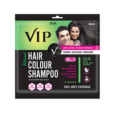 Image of VIP 5 in 1 Natural Hair Colour Shampoo black 40gm (6 pouch)
