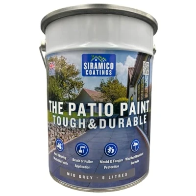 Image of SIRAMICO COATINGS THE Patio PAINT/MID GREY / 5 Litre/Superior Paint with Professional Finish/For Use on Patios, Walkways, Walls/Non Toxic